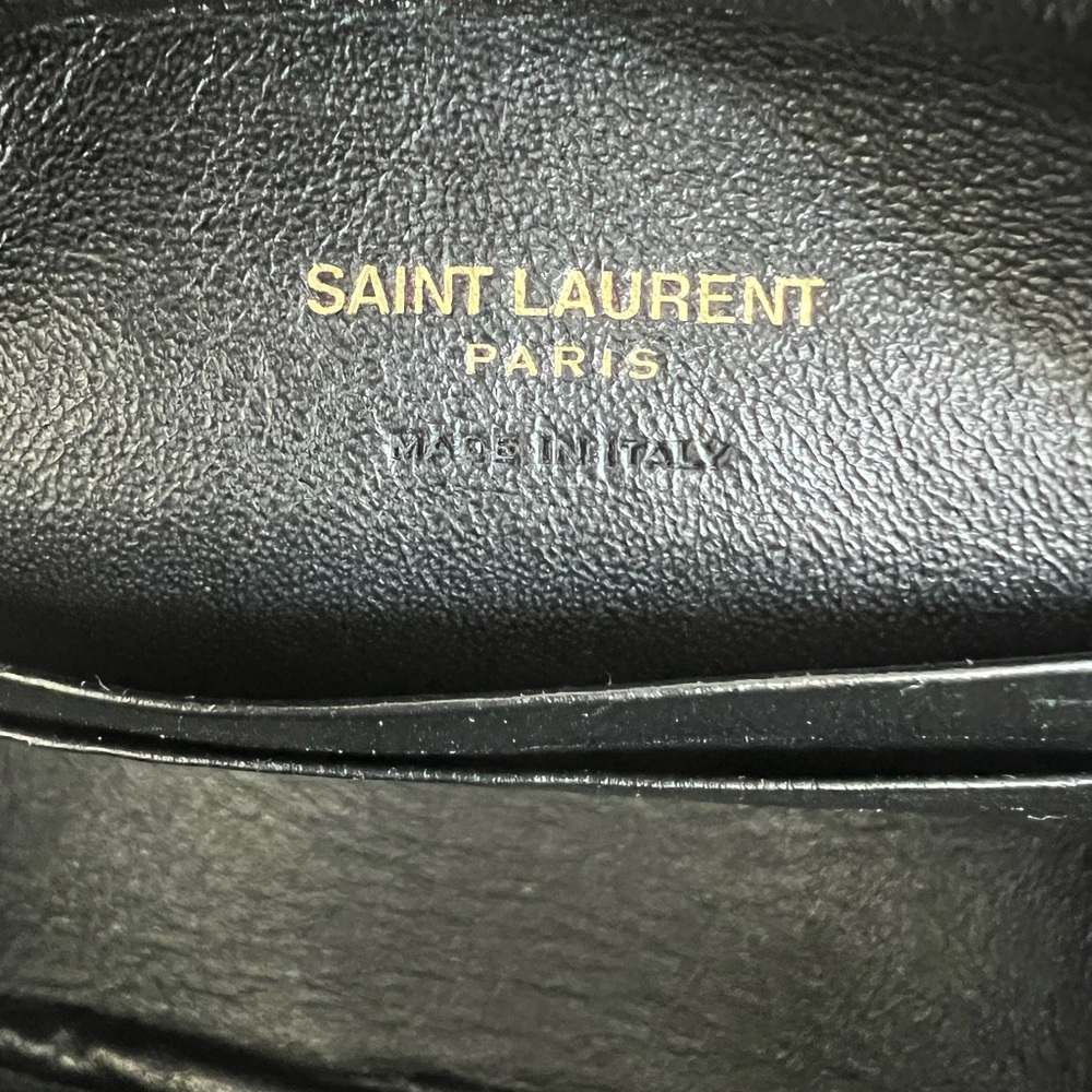 Yves Saint Laurent Coal Gray Leather Pouch Mono- crossbody - Picture 10 of 16